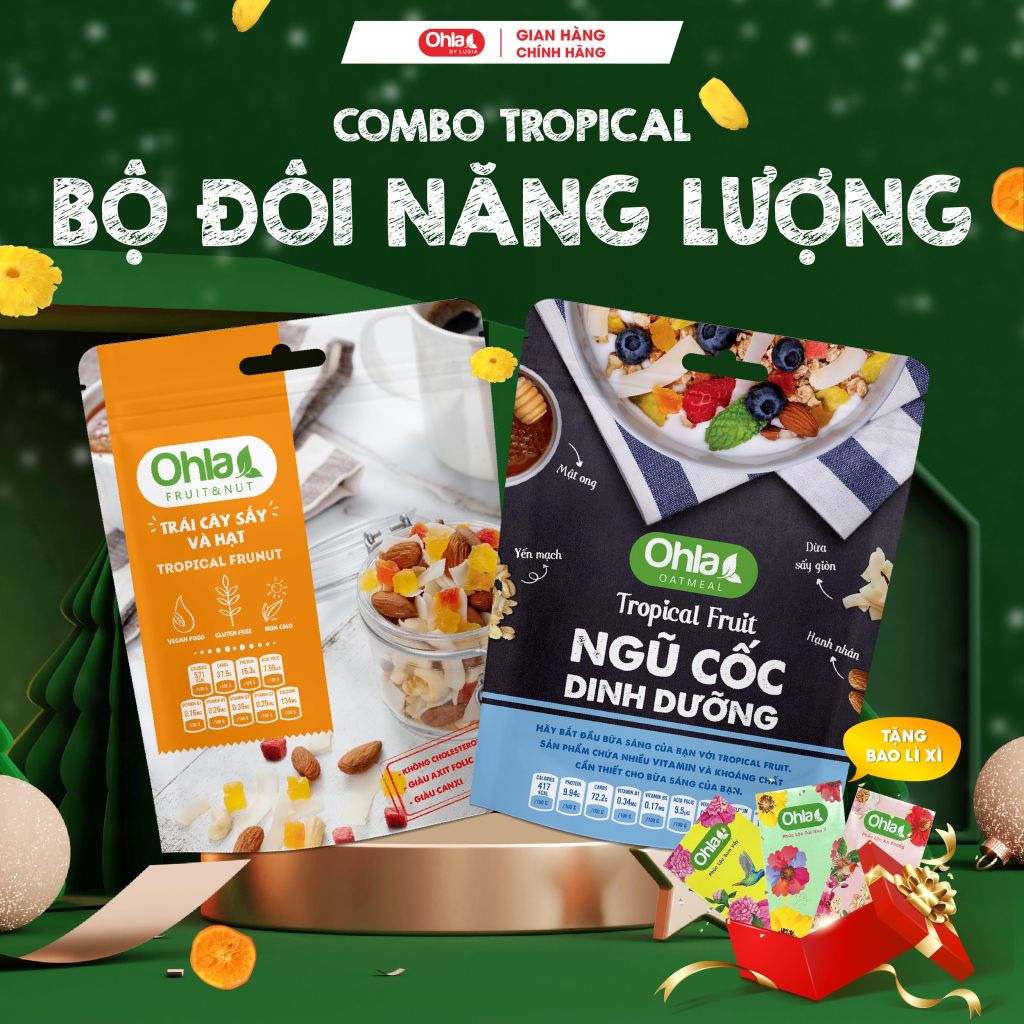 COMBO Bộ đôi năng lượng Tropical ( 1 NCDD Tropical 180gr và 1 Trái Cây Sấy Mix Hạt Tropical 100gr)