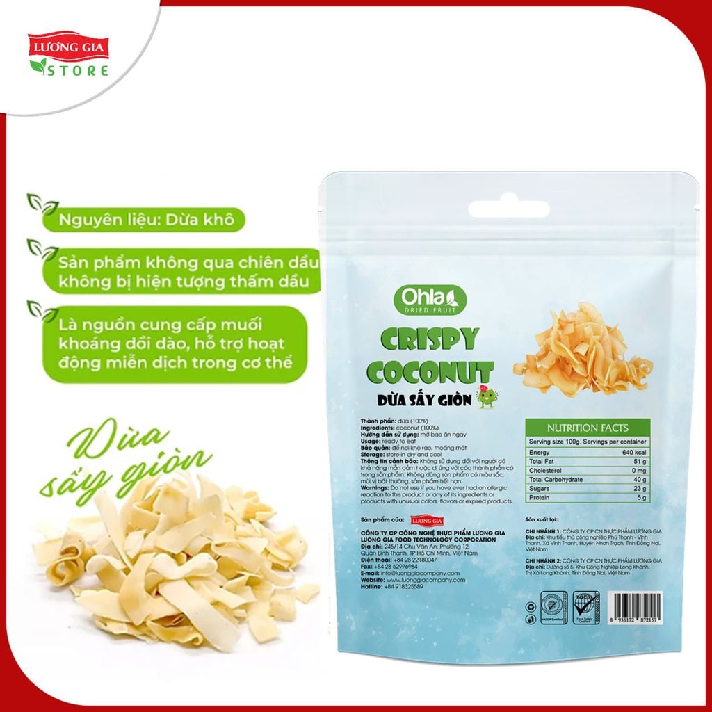 Dừa sấy giòn Ohla - 50g ( túi)