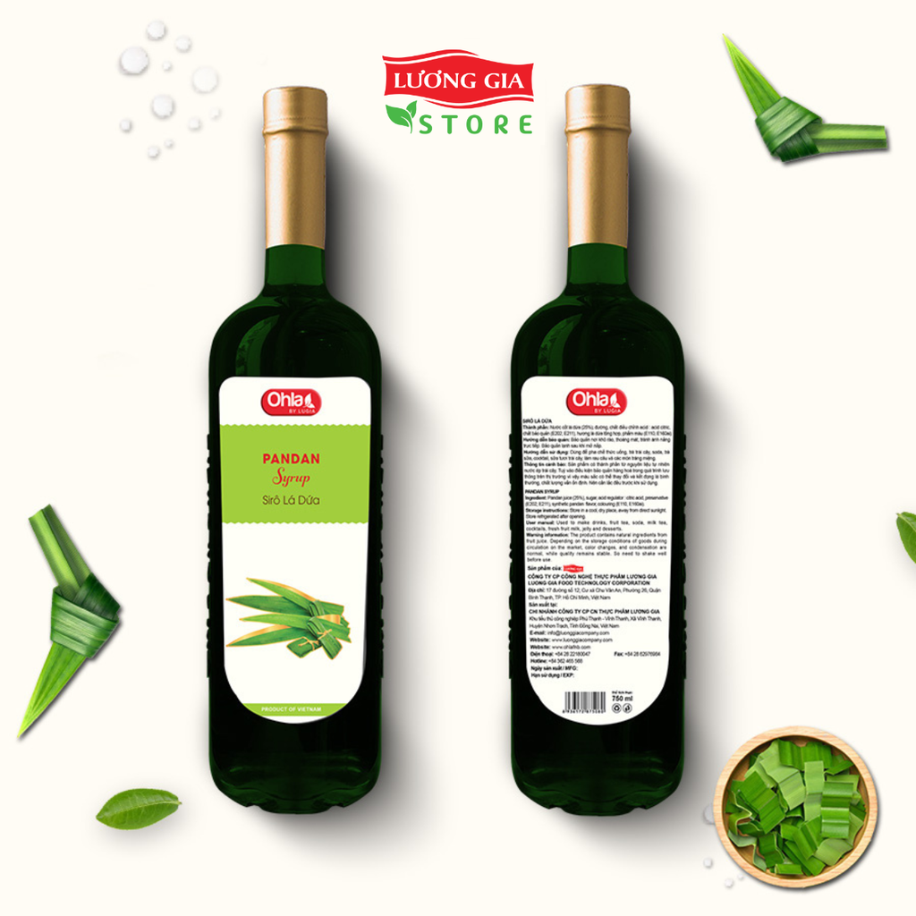 Siro Lá Dứa Ohla 750ml (chai thủy tinh)