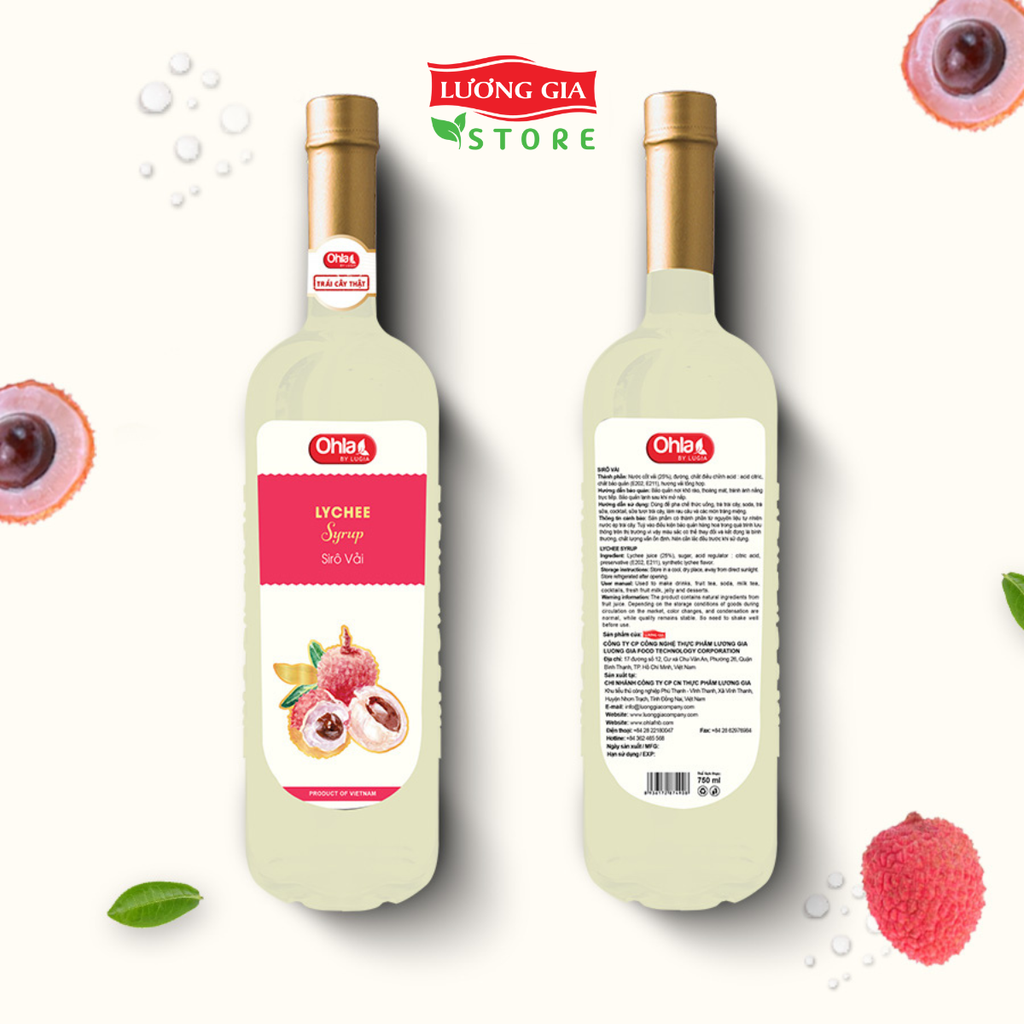 Siro Vải Ohla 750ml (chai thủy tinh)