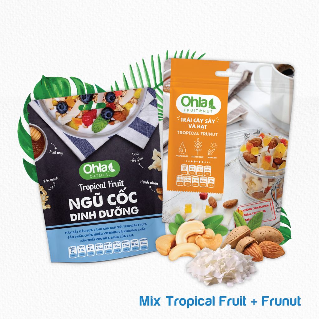 COMBO Bộ đôi năng lượng Tropical ( 1 NCDD Tropical 180gr và 1 Trái Cây Sấy Mix Hạt Tropical 100gr)