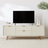 Tủ tivi Quinn Drawer MDF chống ẩm sơn hoàn thiện & Inox - chi tiết vật liệu