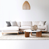 Sofa góc James 3–4 chỗ màu trắng kem - góc phối cảnh
