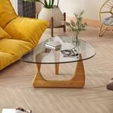 Bàn sofa Noguchi Glass mặt kính cường lực - phối cảnh sản phẩm
