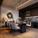 Bàn ăn Selestia mặt MDF chống ẩm phủ veneer - góc nhìn bên