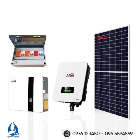 Hệ thống điện năng lượng mặt trời hybrid 6KW, lưu trữ 10KW cho gia đình có hóa đơn tiền điện từ 2,3-3,3tr