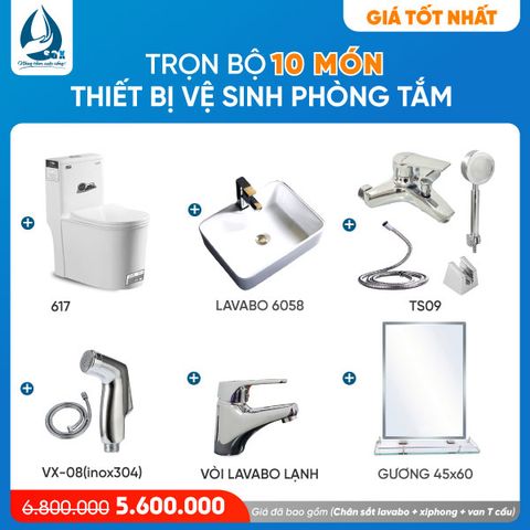 Combo Giá Tốt Nhất 2 Trọn Bộ 10 Món Thiết Bị Vệ Sinh Phòng Tắm - Sài Gòn Xanh