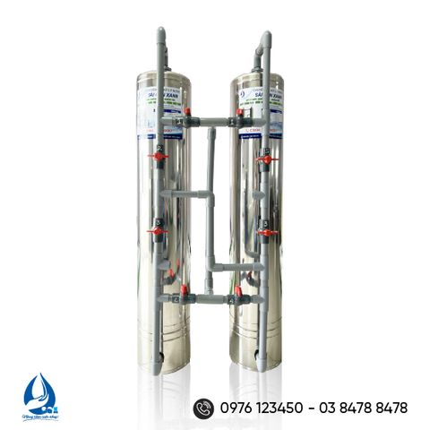 Bộ lọc sinh hoạt INOX D300 phèn 2-3 cột - Xử lý nước Sài Gòn Xanh