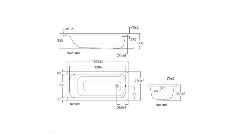 70280-WT Bồn Tắm Đặt Sàn New Codie 1.5m