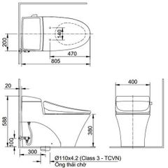 Bàn cầu kết hợp Nắp rửa điện tử INAX AC-1017+CW-H20VN