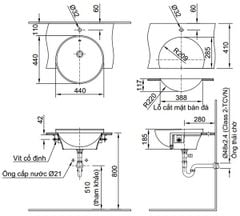 Chậu Rửa Lavabo INAX AL-333V Bán Âm Bàn