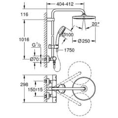 Bộ sen tắm ổn nhiệt Ntemp Cosmo 250 26670000