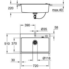 Chậu bếp Composite 1 ngăn K700-80 31652AP0