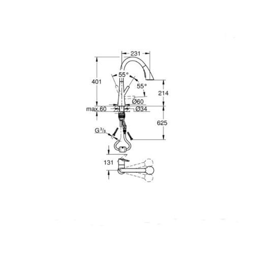 Vòi bếp dây rút Zedra 32294002