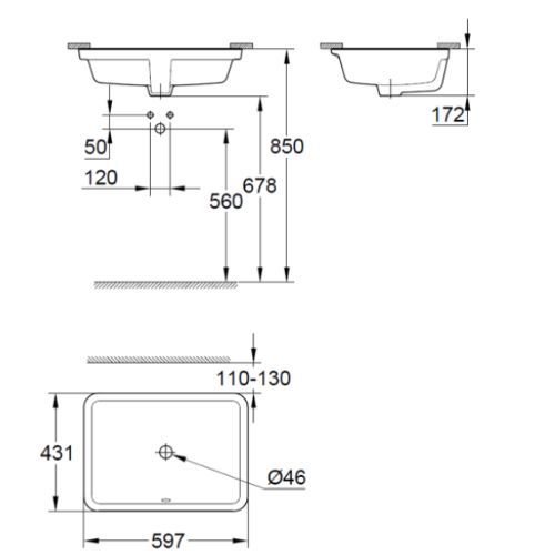 Chậu rửa âm bàn Eurocube 60 3970900H