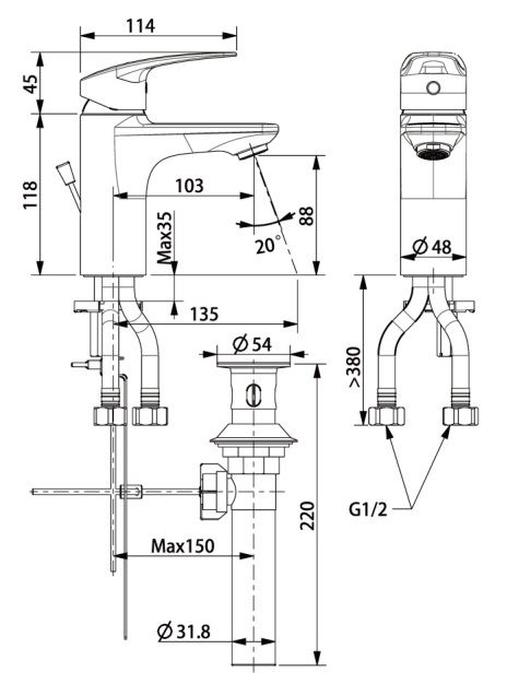 WF-0901 Vòi Rửa Lavabo American Standard Milano Nóng Lạnh