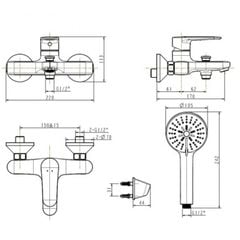 WF-B211 Vòi Tắm Sen Gắn Tường Codie