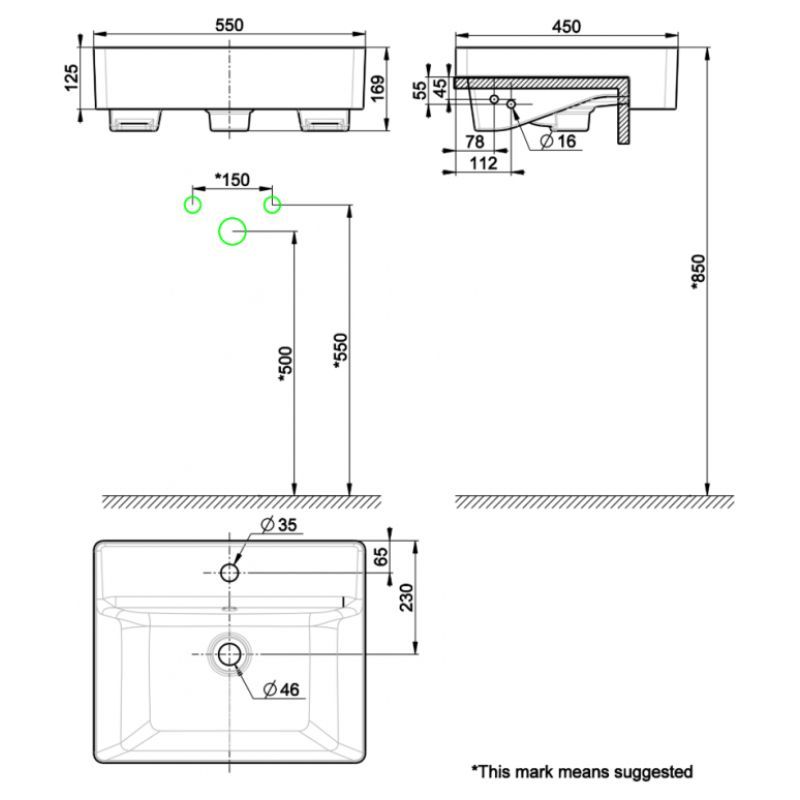 Chậu Lavabo Bán Âm American Standard WP-F419 Dòng Acacia