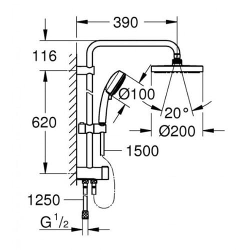 Bộ sen tắm và bộ chuyển NTPCosmo 200 27394002