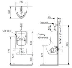 Tiểu nam INAX U 431VR  treo tường vành rim