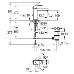 Vòi chậu nóng lạnh Eurocube M-size 23445000