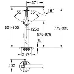Bộ vòi sen đặt sàn Lineare New 23792001