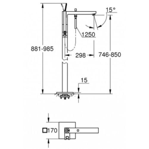 Vòi tắm đặt sàn Eurocube Joy 23667001