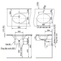 Chậu Rửa Lavabo Âm Bàn L-2216V Inax