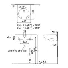 Chậu Rửa Lavabo INAX L-282V Treo Tường