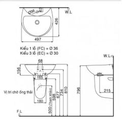 Chậu Rửa Lavabo INAX L-285V/L-288VC Kèm Chân Ngắn