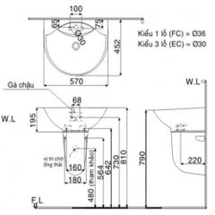 Chậu Rửa Lavabo INAX L-288V/L-288VC Kèm Chân Ngắn