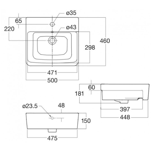 VF-0519 Chậu đặt nửa bàn Acacia E