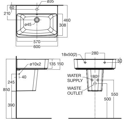 Chậu rửa American Standard treo tường 0507W-WT