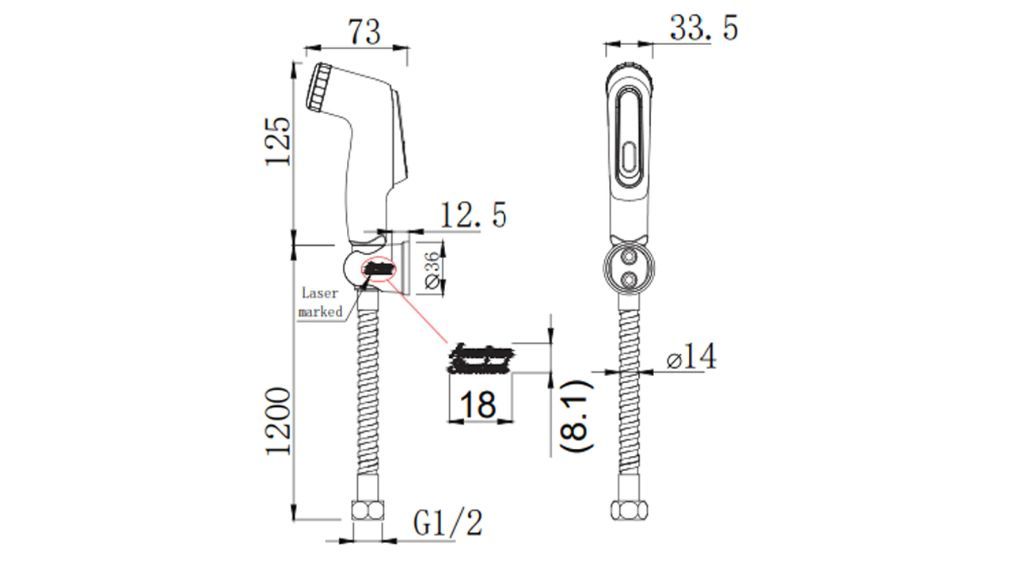 FFAS8686 Vòi Xịt Vệ Sinh Đầu Nhựa Trắng