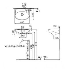 Chậu Rửa Lavabo Inax L-280V Gắn Tường Loại Nhỏ