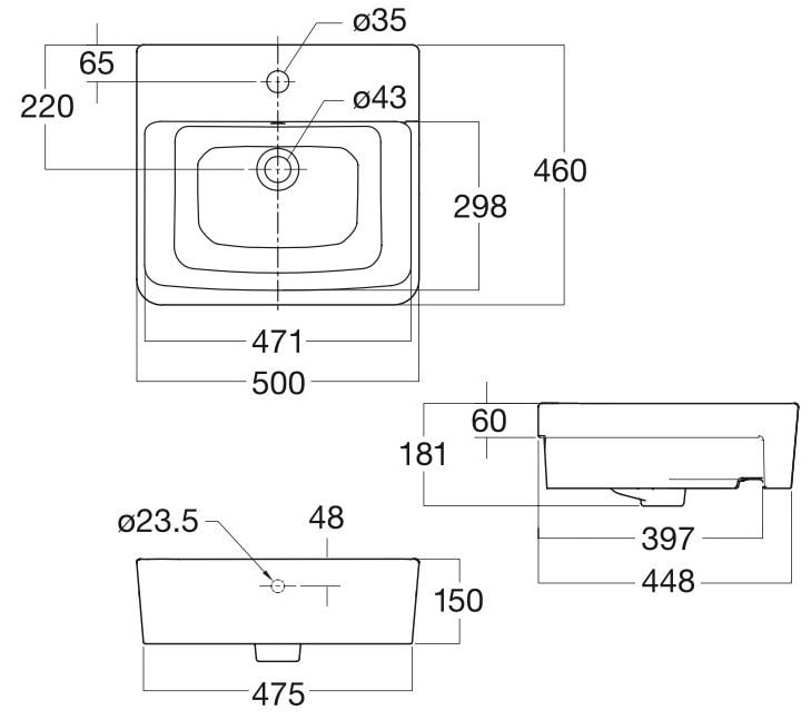 0519-WT Chậu rửa đặt nửa bàn Acacia E