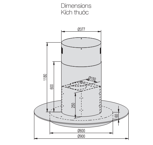 Máy hút mùi đảo Lorca TA-6009 – 90cm