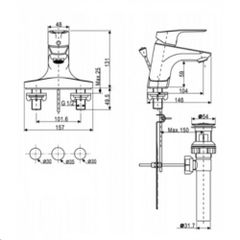 WF-0302 Vòi Chậu 03 lỗ Cygnet