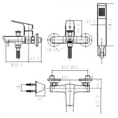 WF-0411 Vòi Tắm Sen Gắn Tường Concept Square