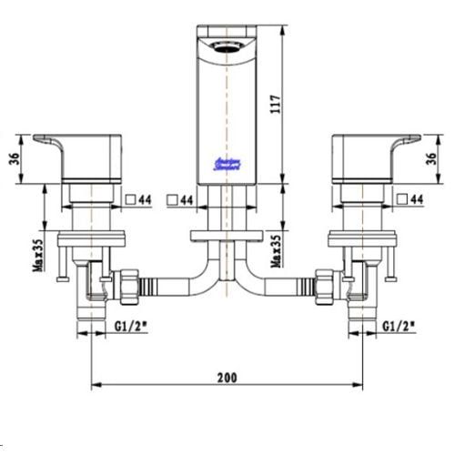 WF-1303MB Vòi Lavabo American Standard Nóng Lạnh 3 Lỗ Acacia E Màu Đen