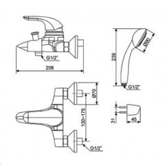 WF-1511 Vòi Tắm Sen Gắn Tường Saga