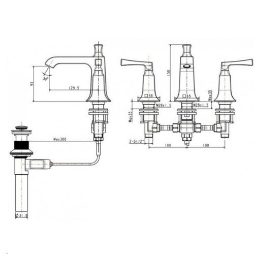WF-1603 Vòi Chậu 03 Lỗ Kastello