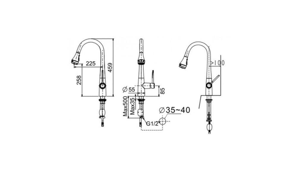 WF-5634 Vòi Bếp Dây Rút Với Đầu Phun