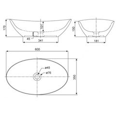 WP-F608 Chậu rửa đặt trên bàn Ova Oval