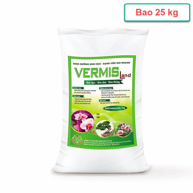  Phân trùn quế viên nén Vermisland bao 25kg (Viên 10mm) 