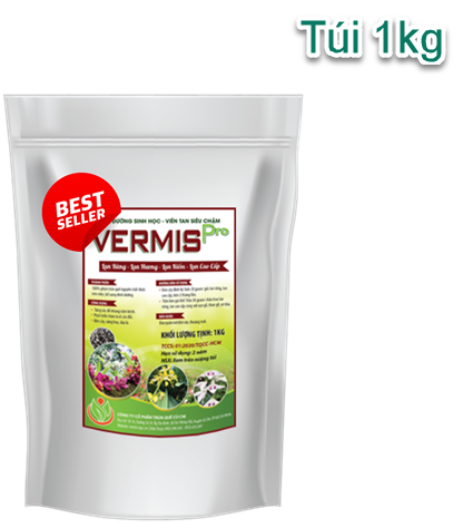  Phân trùn quế viên nén TAN SIÊU CHẬM Vermis-pro gói 1kg (viên 9mm) 