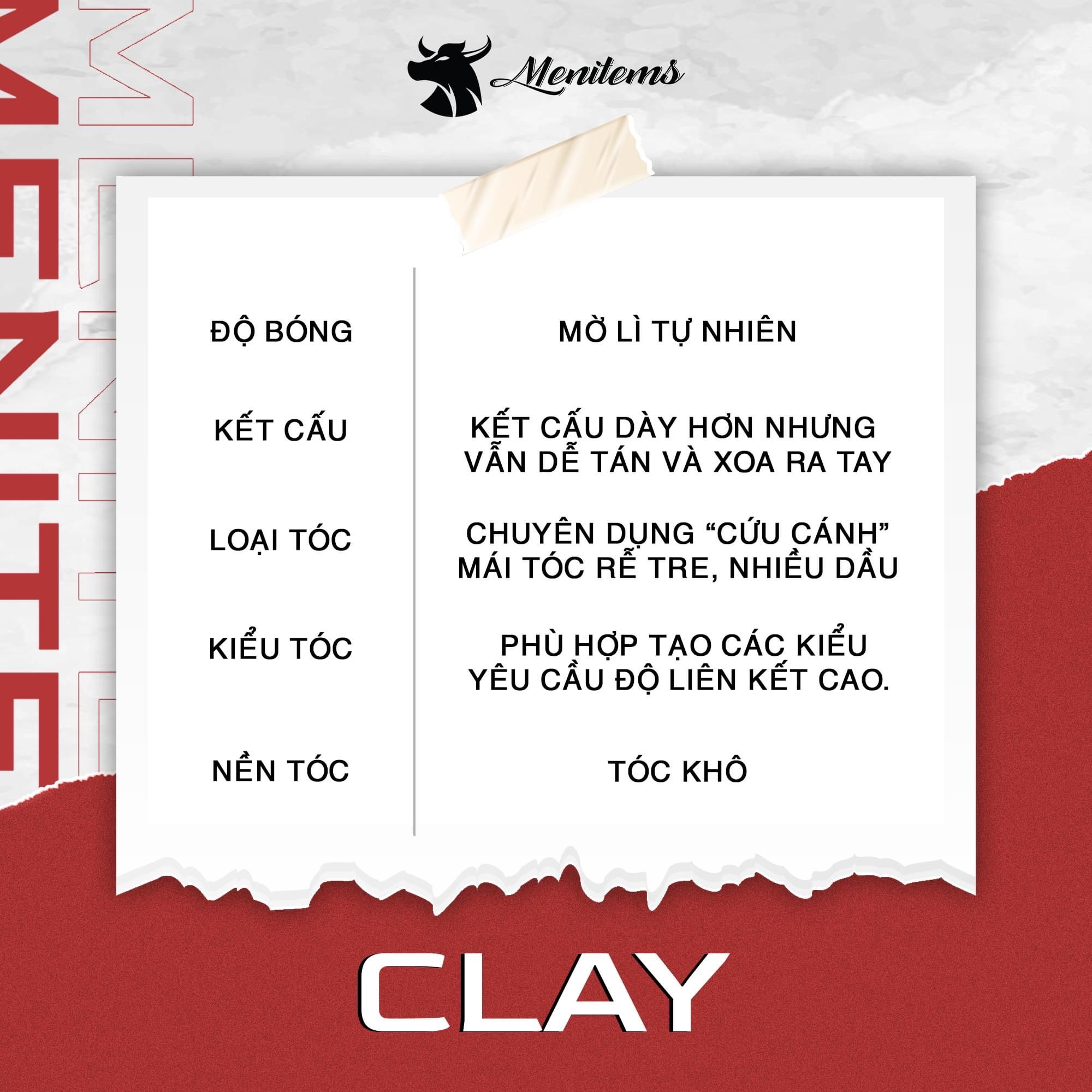  Sáp vuốt tóc Menitems, sáp dưỡng tạo kiểu Clay giúp tạo nếp giữ kiểu tự nhiên hương thơm lôi cuốn Gentle Blue 