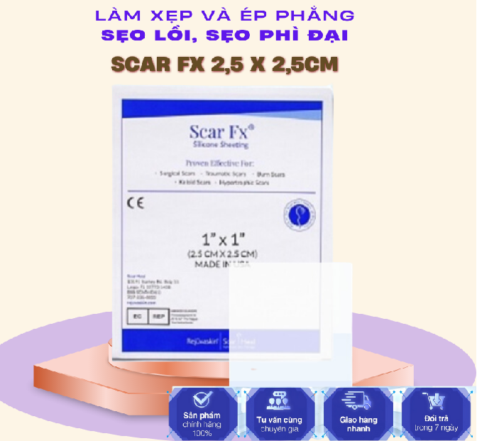  Miếng Dán Ngăn Ngừa Và Ép Sẹo Lồi / Phì Đại Scar FX 2,5cm x 2,5cm của Rejuvaskin 