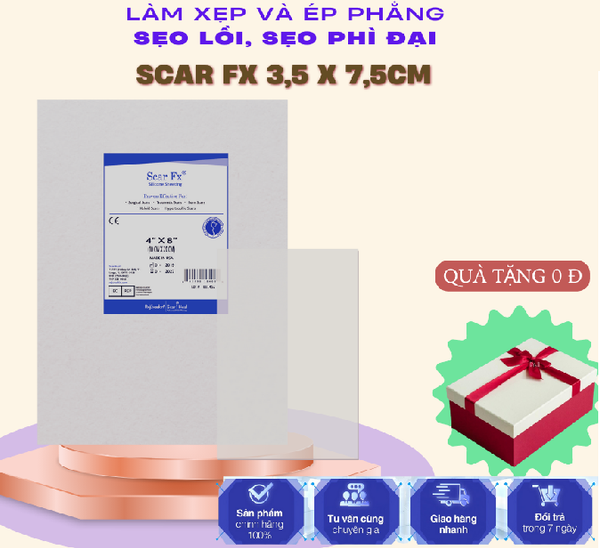  Miếng Dán Ngăn Ngừa Và Ép Sẹo Lồi, Phì Đại Scar FX 3,75cm x 7,5cm của Rejuvaskin 