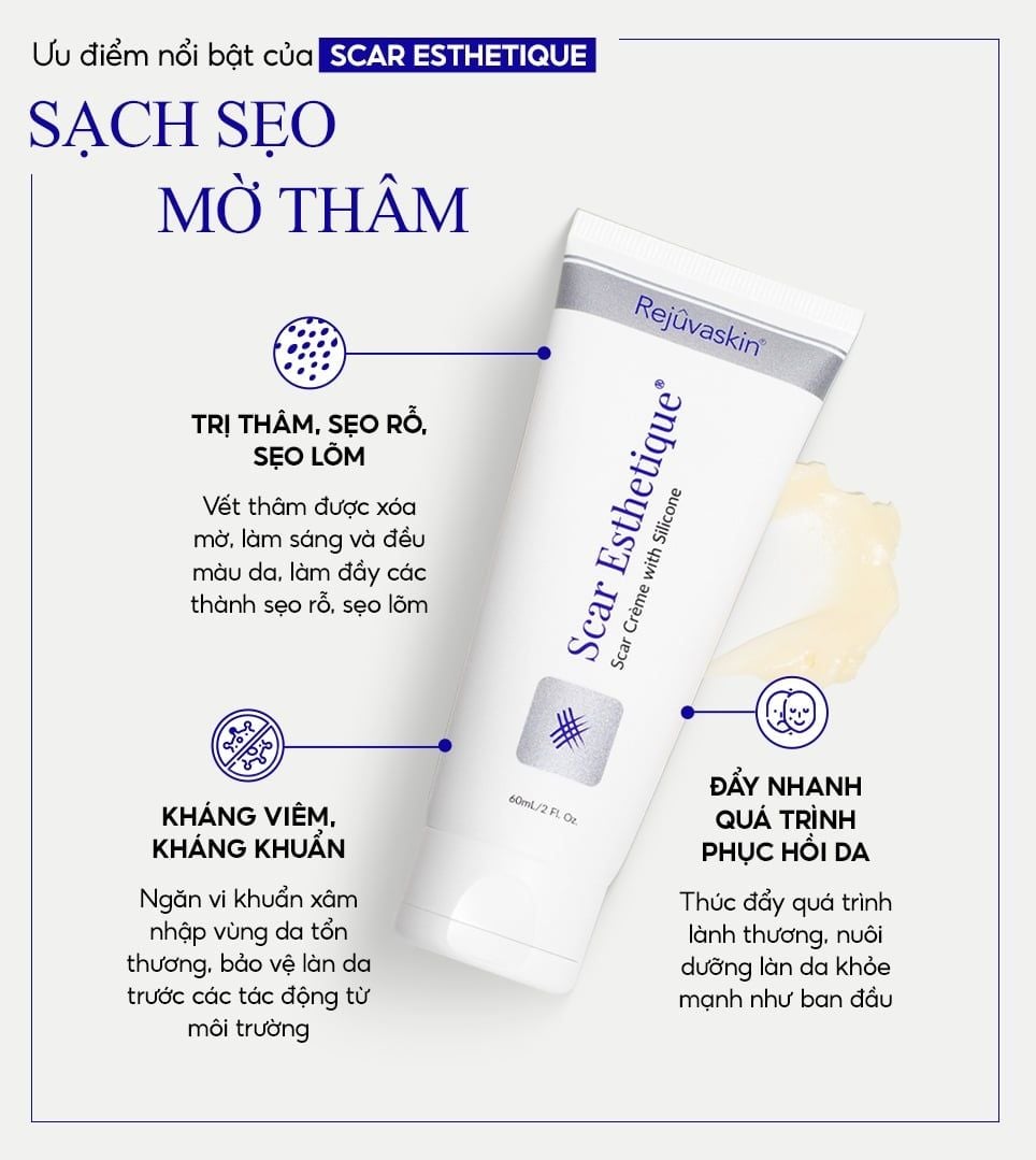  Kem trị Sẹo Thâm, Sẹo Rỗ, Sẹo Lõm Scar Esthetique 10ml của Rejuvaskin 
